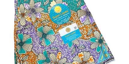 African Shiny Print Fabric - 6 Yards - Polycotton