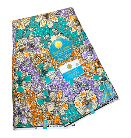 African Shiny Print Fabric - 6 Yards - Polycotton