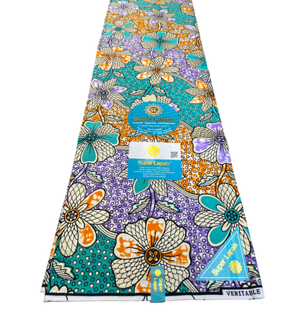 African Shiny Print Fabric - 6 Yards - Polycotton