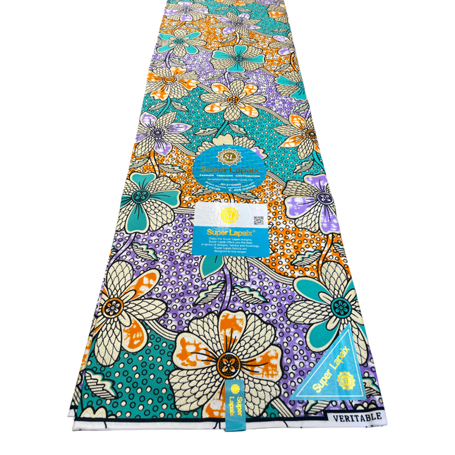 African Shiny Print Fabric - 6 Yards - Polycotton