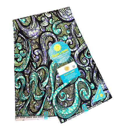 African Shiny Print Fabric - 6 Yards - Polycotton