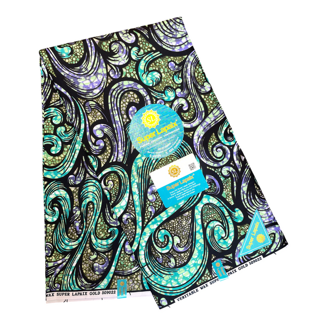 African Shiny Print Fabric - 6 Yards - Polycotton