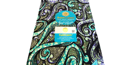 African Shiny Print Fabric - 6 Yards - Polycotton