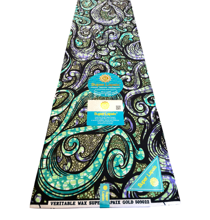 African Shiny Print Fabric - 6 Yards - Polycotton