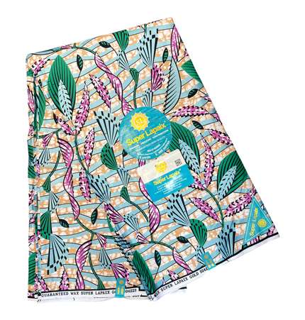 African Shiny Print Fabric - 6 Yards - Polycotton