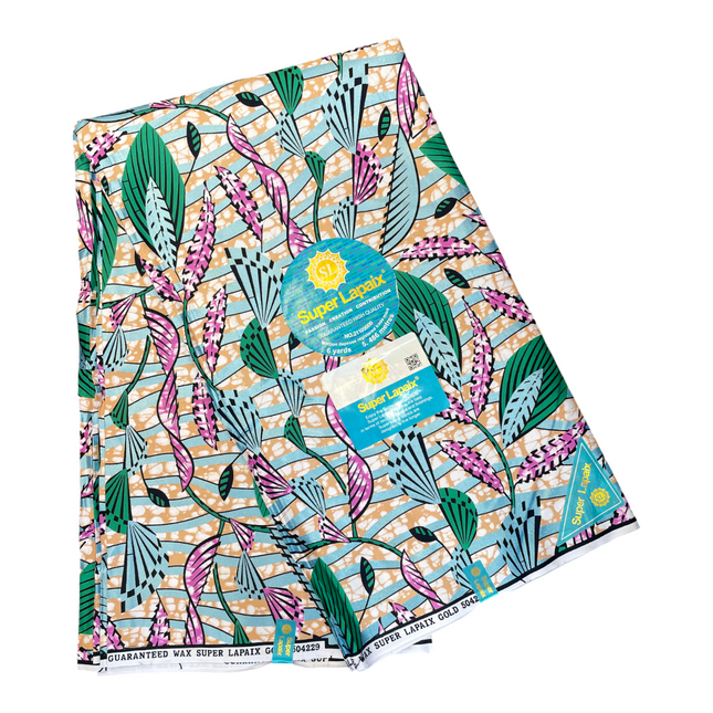 African Shiny Print Fabric - 6 Yards - Polycotton