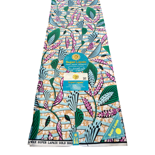 African Shiny Print Fabric - 6 Yards - Polycotton