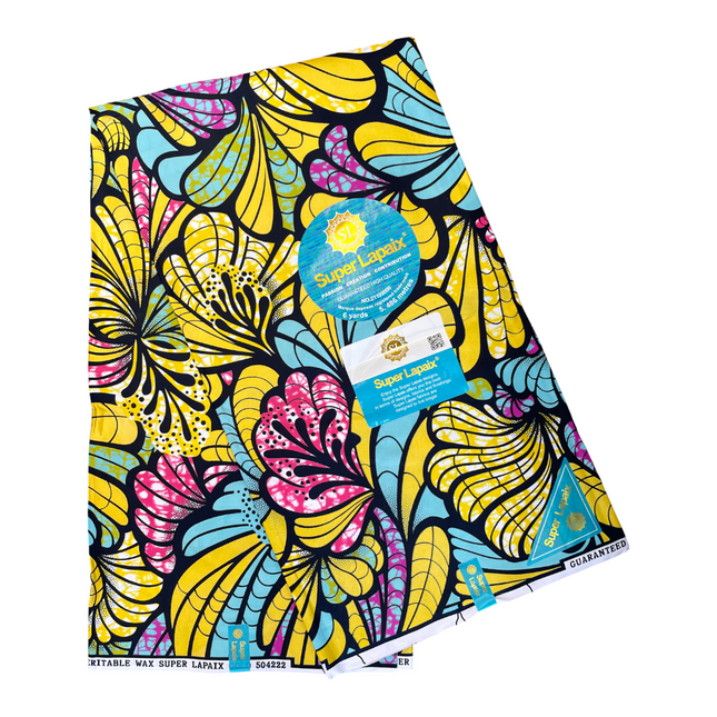 African Shiny Print Fabric - 6 Yards - Polycotton