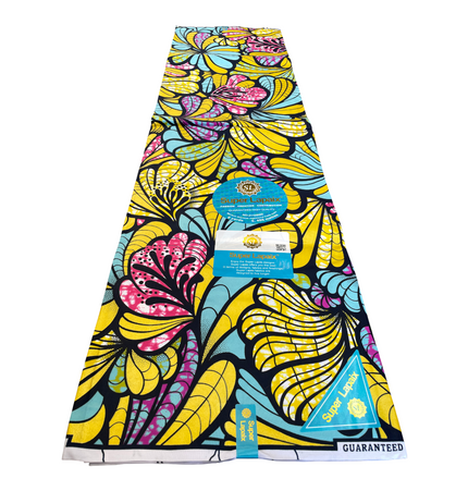 African Shiny Print Fabric - 6 Yards - Polycotton