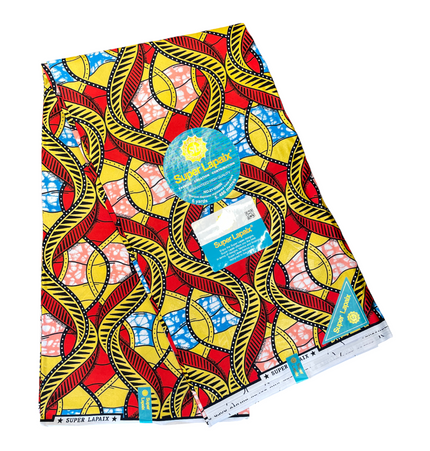 African Shiny Print Fabric - 6 Yards - Polycotton