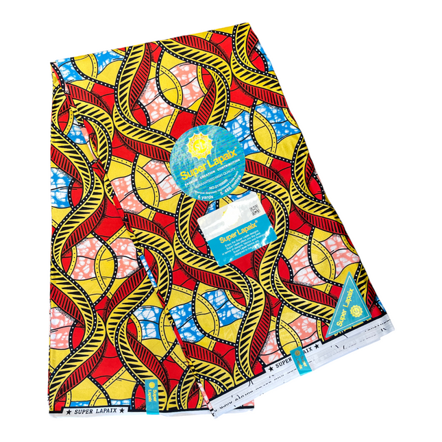 African Shiny Print Fabric - 6 Yards - Polycotton