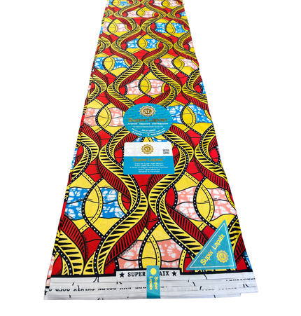 African Shiny Print Fabric - 6 Yards - Polycotton