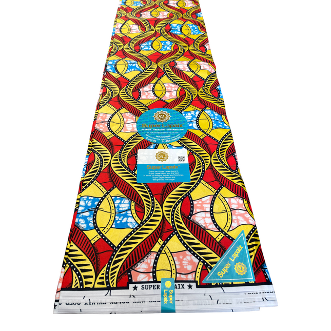 African Shiny Print Fabric - 6 Yards - Polycotton