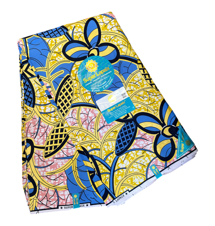 African Shiny Print Fabric - 6 Yards - Polycotton