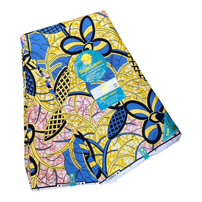 African Shiny Print Fabric - 6 Yards - Polycotton