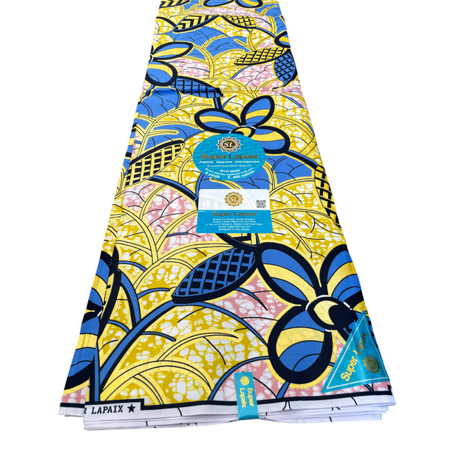 African Shiny Print Fabric - 6 Yards - Polycotton