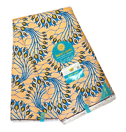 African Shiny Print Fabric - 6 Yards - Polycotton