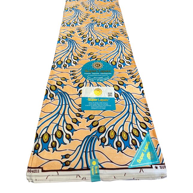 African Shiny Print Fabric - 6 Yards - Polycotton