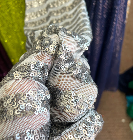 Gray Sequins Lace