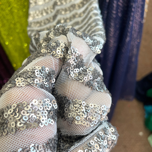 Gray Sequins Lace