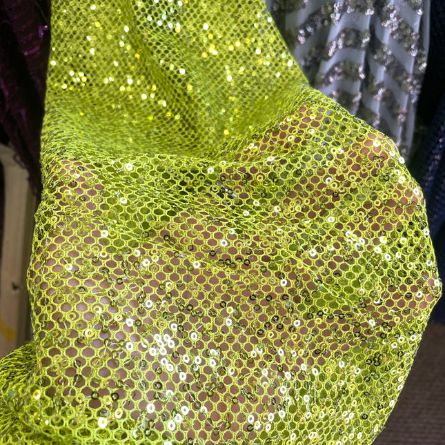 Neon Green Sequins Lace