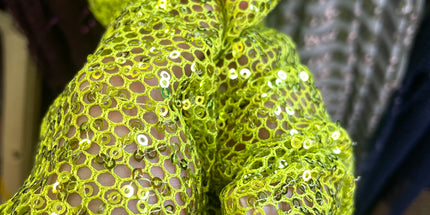 Neon Green Sequins Lace