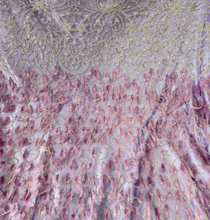 Lilac Beaded with Lilac Feathers Lace / Metre