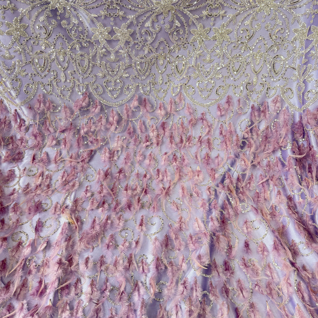 Lilac Beaded with Lilac Feathers Lace / Metre