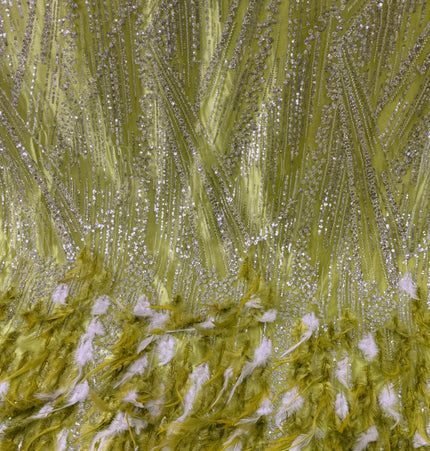 Lime Green Beaded with Lime Feathers Lace / Metre