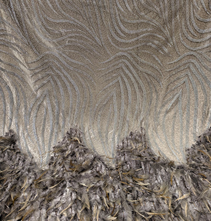 Gray Beaded with Gray Feathers Lace / Metre