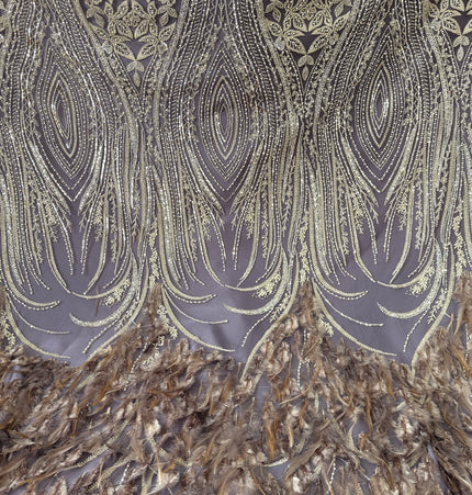 Dark Lilac Beaded with Lilac Feathers Lace / Metre