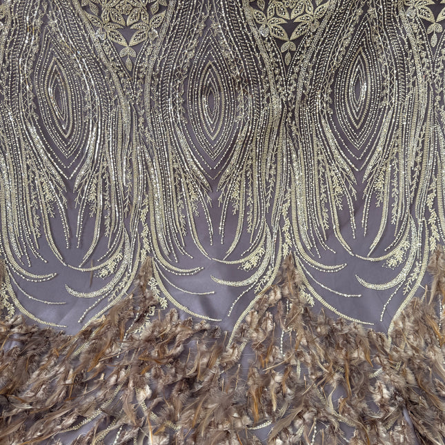 Dark Lilac Beaded with Lilac Feathers Lace / Metre