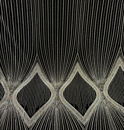 Luxurious Black Velvet Beaded Lace