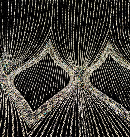 Luxurious Black Velvet Beaded Lace