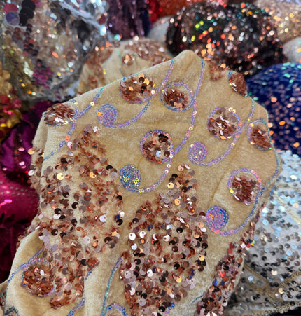 Gold Velvet Sequin Fabric