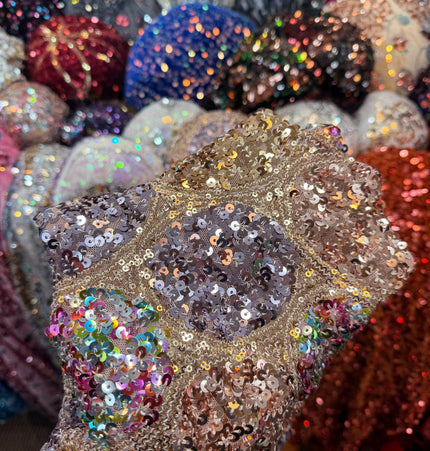 Multi-Colour Stretch Sequin Lace Fabric