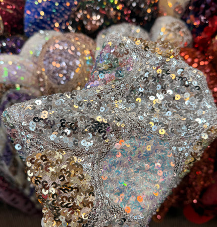 Multi-Colour Stretch Sequin Lace Fabric