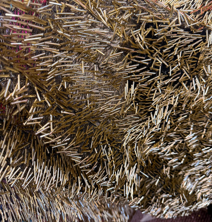Gold Bugle Bead Mesh Fabric / Metre