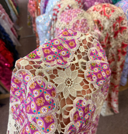 Multi-Coloured Ankara Print Lace / Metre