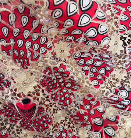 Multi-Coloured Ankara Print Lace / Metre