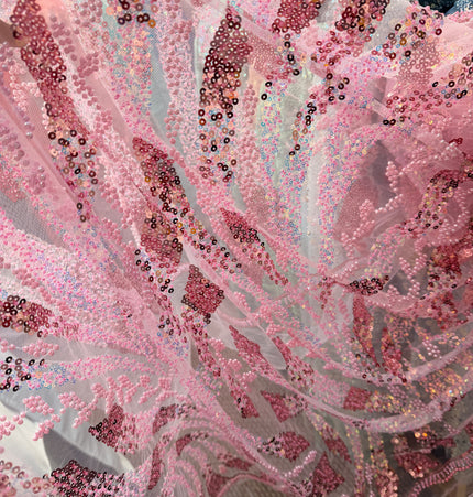 Pearl / Beaded Wedding Dress - Pink - 1 Metre