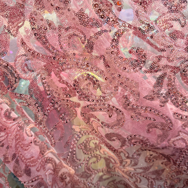 Pearl / Beaded Wedding Dress - Pink - 1 Metre