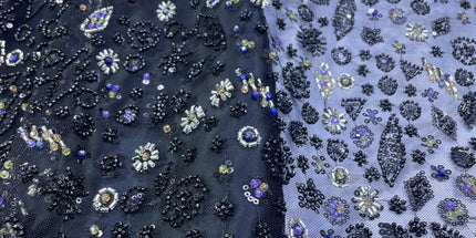 Prestige Pearl / Beadwork Lace - Black - 1 Yard