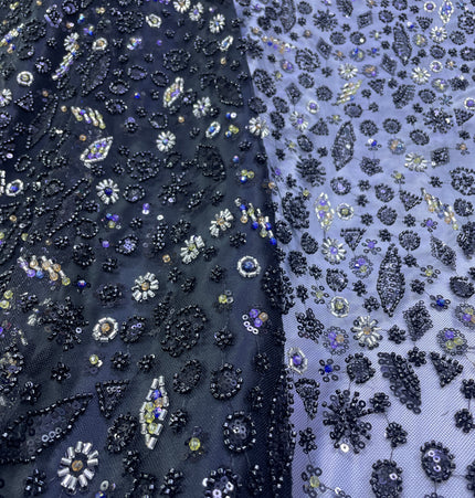 Prestige Pearl / Beadwork Lace - Black - 1 Yard