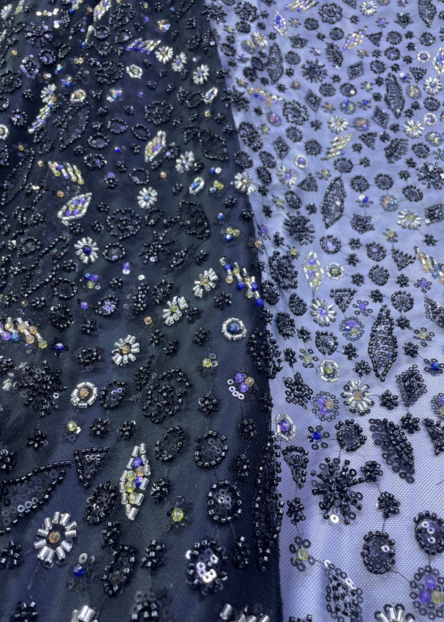 Prestige Pearl / Beadwork Lace - Black - 1 Yard