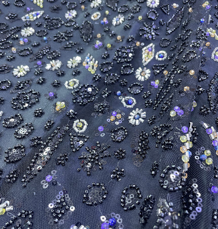 Prestige Pearl / Beadwork Lace - Black - 1 Yard