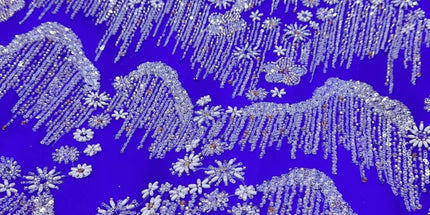 Beaded with Embroidered Rhinestones - Royal Blue / Silver - 1 yard