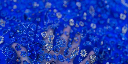 Prestige Pearl / Beadwork Lace - Royal Blue - 1 Yard