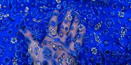 Prestige Pearl / Beadwork Lace - Royal Blue - 1 Yard