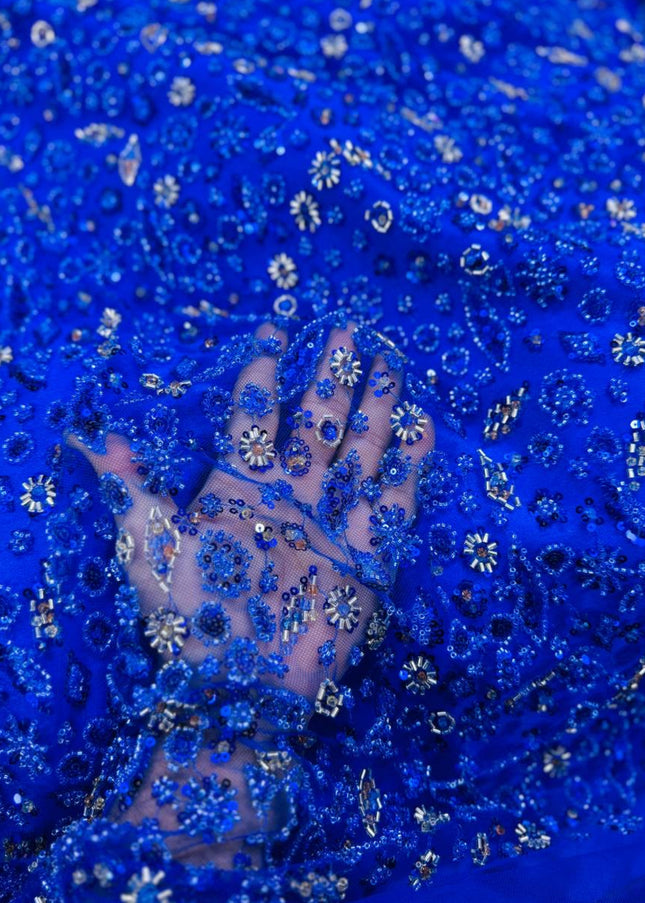 Prestige Pearl / Beadwork Lace - Royal Blue - 1 Yard